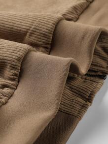 Manfinity Homme Lỏng lẻo phù hợp Nam Cổ áo Borg Vải to sợi Áo khoác Với Lá thư Và Teddy lót - Màu Khaki - Xem 4