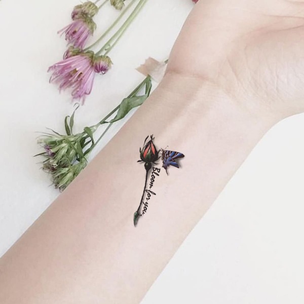 

1sheet Butterfly Pattern Tattoo Sticker, Black
