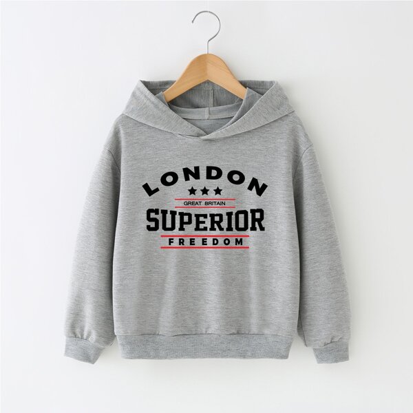

Boys Letter Graphic Hoodie, Grey