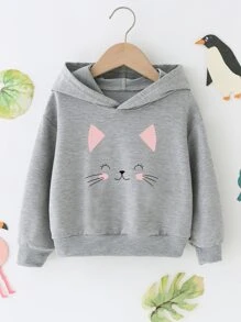 SHEIN 少女卡通图案卫衣 - 灰色 - 查看 1