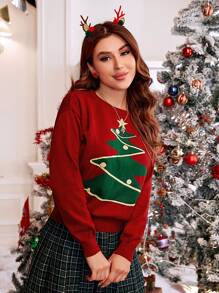 Maglioni da donna Natale Casual - Rosso - Visualizzare 3