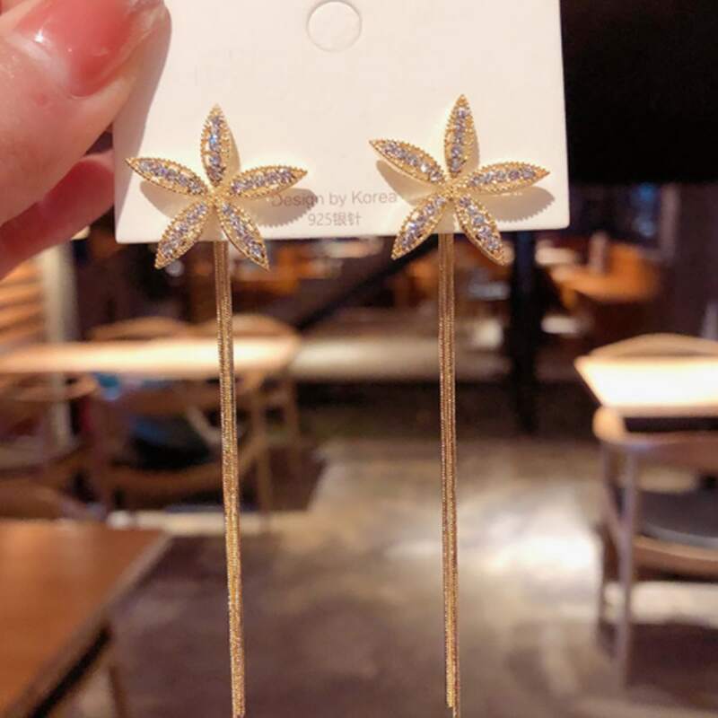 

Rhinestone Drop Earrings, Gold