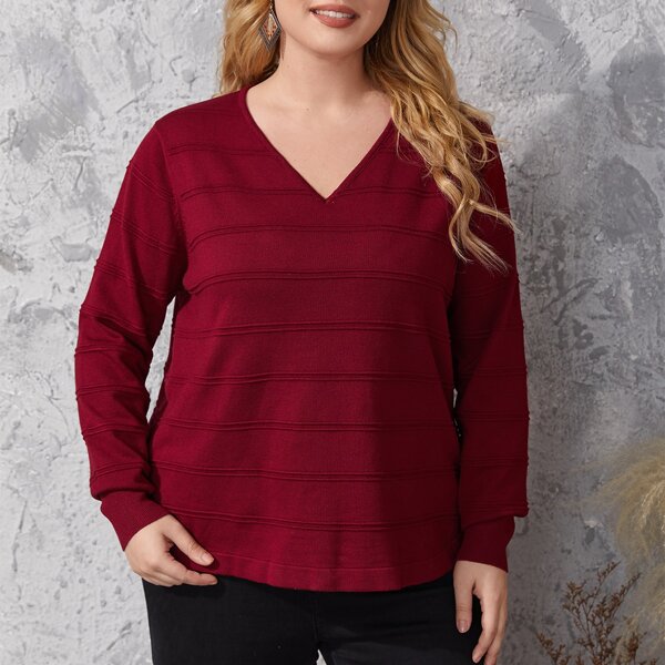 

Plus V Neck Sweater, Burgundy