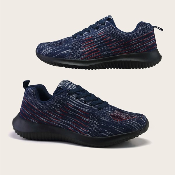 

Men Letter Patch Decor Lightweight Running Shoes, Blue
