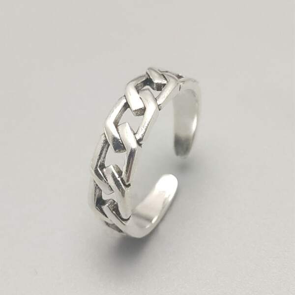 

Chain Design Cuff Ring, Antique silver