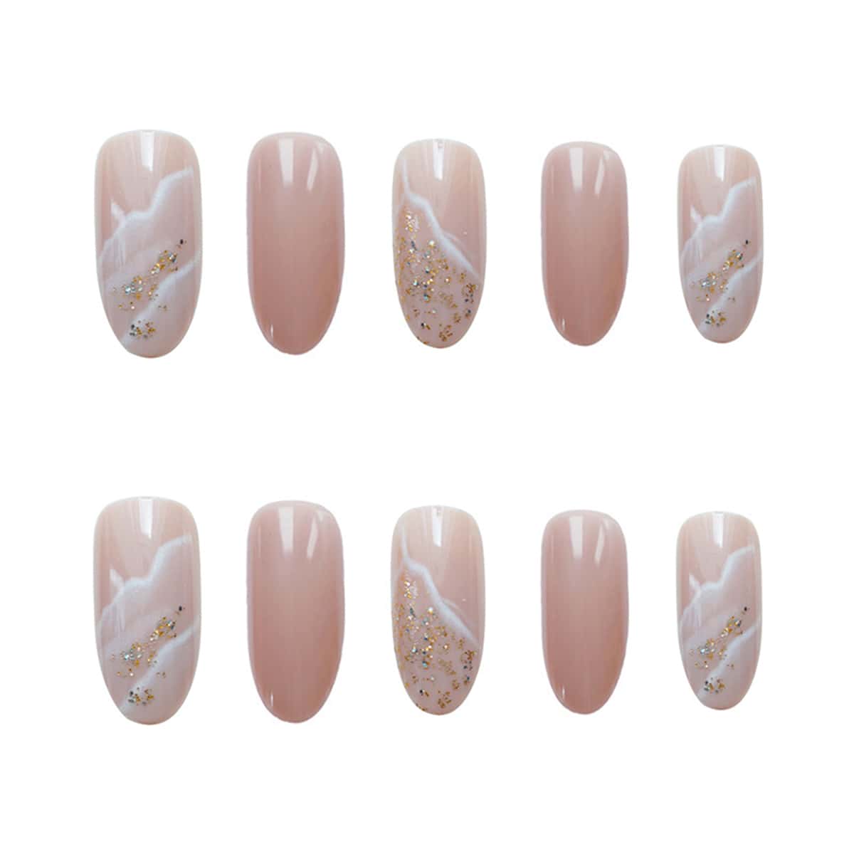 

24pcs Glitter Fake Nail, Multicolor