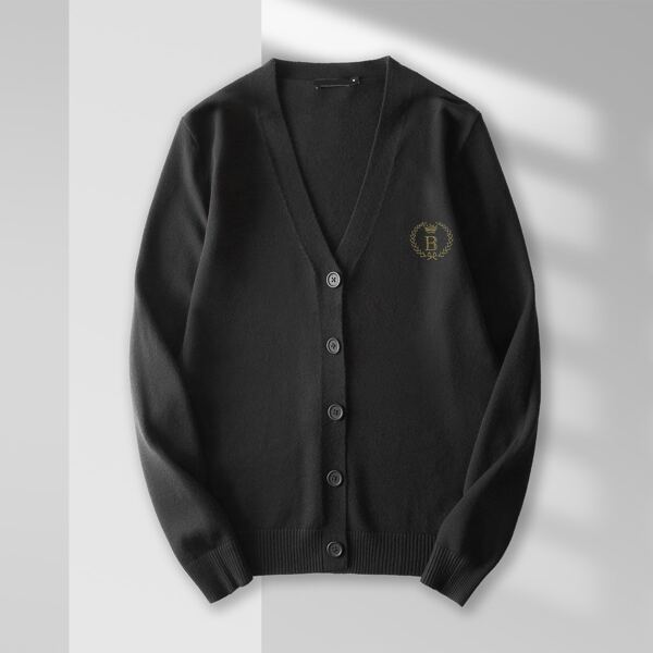 

Men Crown & Letter Pattern Cardigan, Black