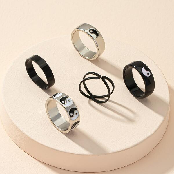 

5pcs Yin & Yang Decor Ring, Multicolor