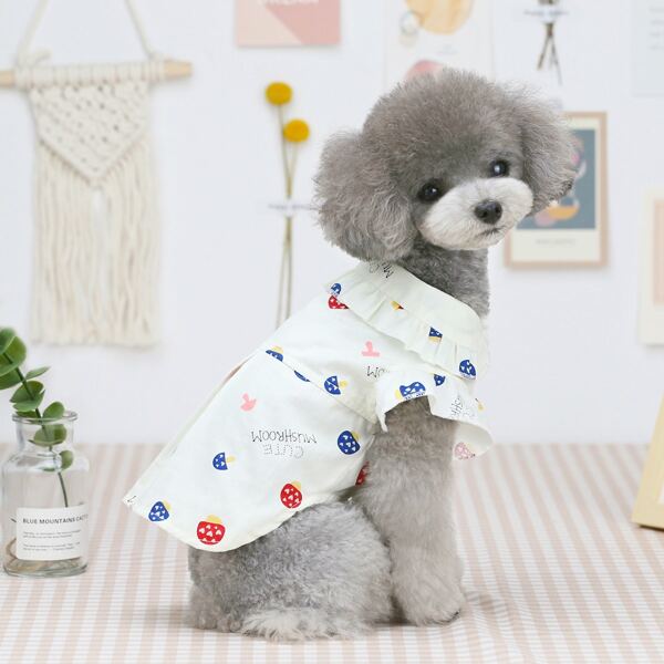 

Mushroom Print Pet Shirt, Multicolor