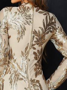 Missord Vestido ajustado cuello alzado con lentejuelas - Champán - Ver 5