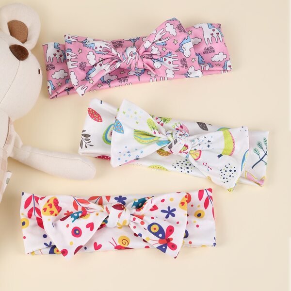 

3pcs Baby Bow Decor Hair Band, Multicolor
