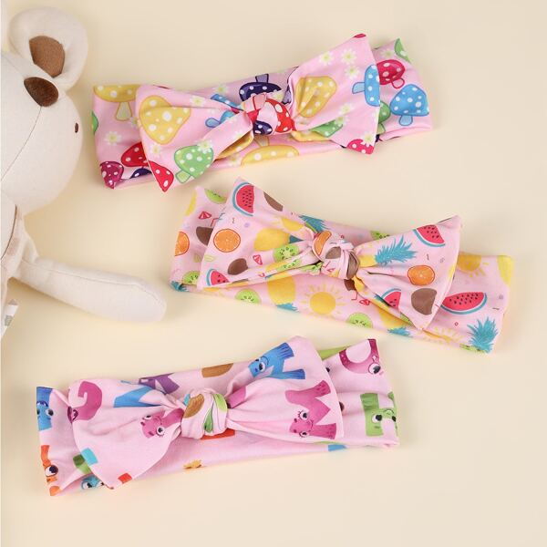 

3pcs Baby Bow Decor Hair Band, Multicolor