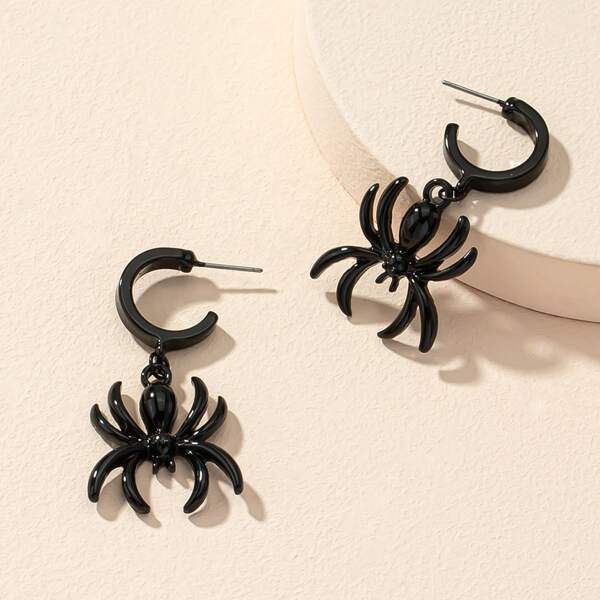 

Spider Drop Earrings, Black