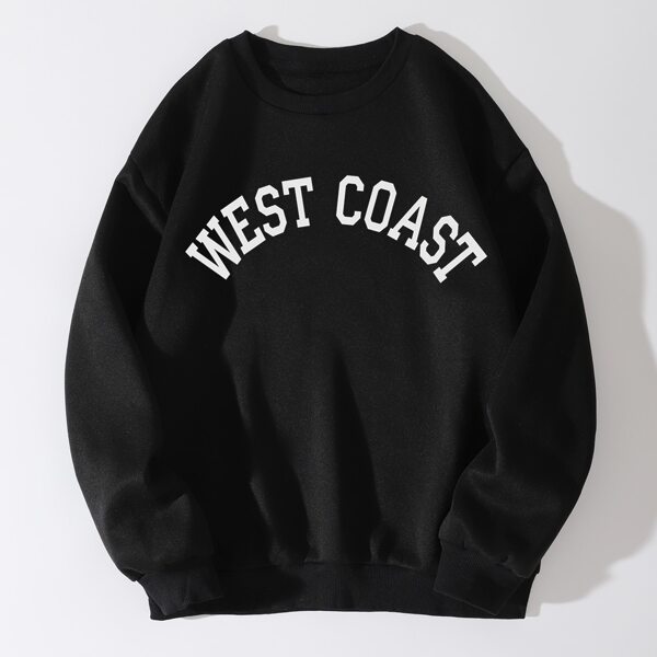 

Letter Graphic Thermal Lined Sweatshirt, Black