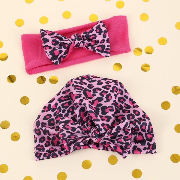 

Baby Leopard Pattern Hat & Headband, Multicolor