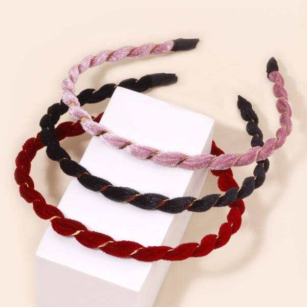 

3pcs Toddler Girls Twist Hair Hoop, Multicolor