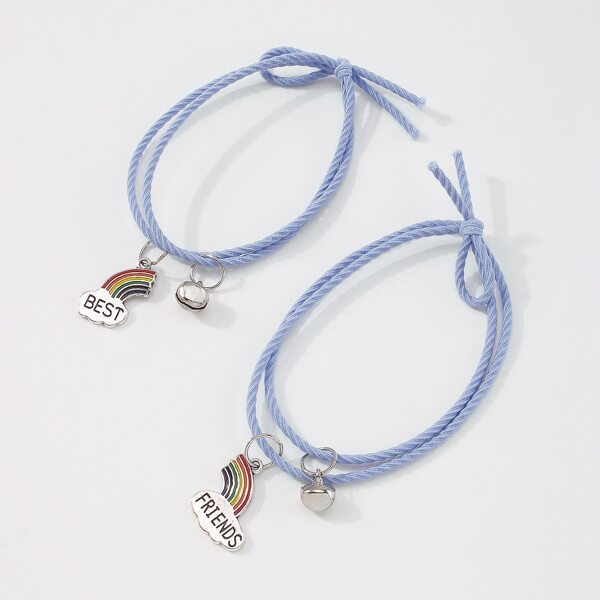 

2pcs Rainbow Charm Bracelet, Blue
