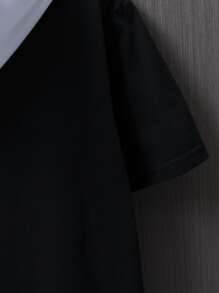 Manfinity Men Letter Graphic Drawstring Hooded Tee - Black - View 6