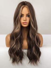 Peluca sintética larga rizada - Marrón - Ver 1