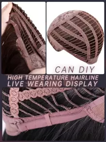 Peluca sintética larga rizada - Marrón - Ver 4