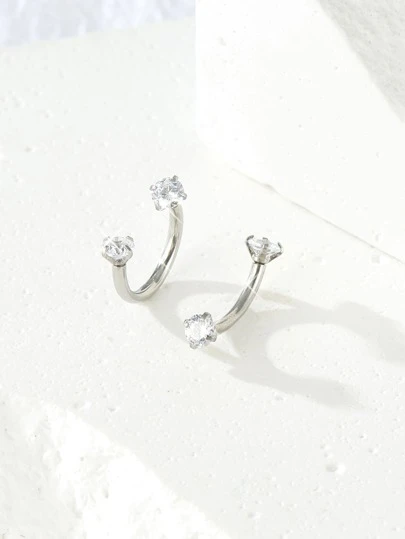2 Cái/bộ Đính Đá Cubic Zirconia Trang Trí Lông Mày Vòng Thép Không Gỉ Thời Trang Punk Xuyên Hoàn Hảo Cho Nữ & Nam Cơ Thể Món Quà Trang Sức
