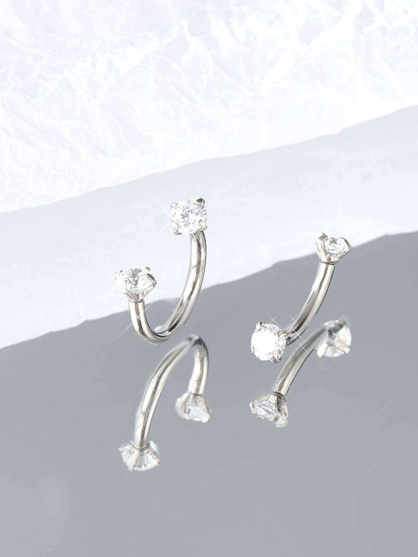 2 Cái/bộ Đính Đá Cubic Zirconia Trang Trí Lông Mày Vòng Thép Không Gỉ Thời Trang Punk Xuyên Hoàn Hảo Cho Nữ & Nam Cơ Thể Món Quà Trang Sức - Bạc - Xem 2