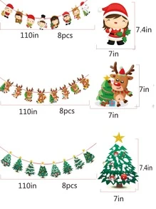 3 件圣诞卡通图案拉旗