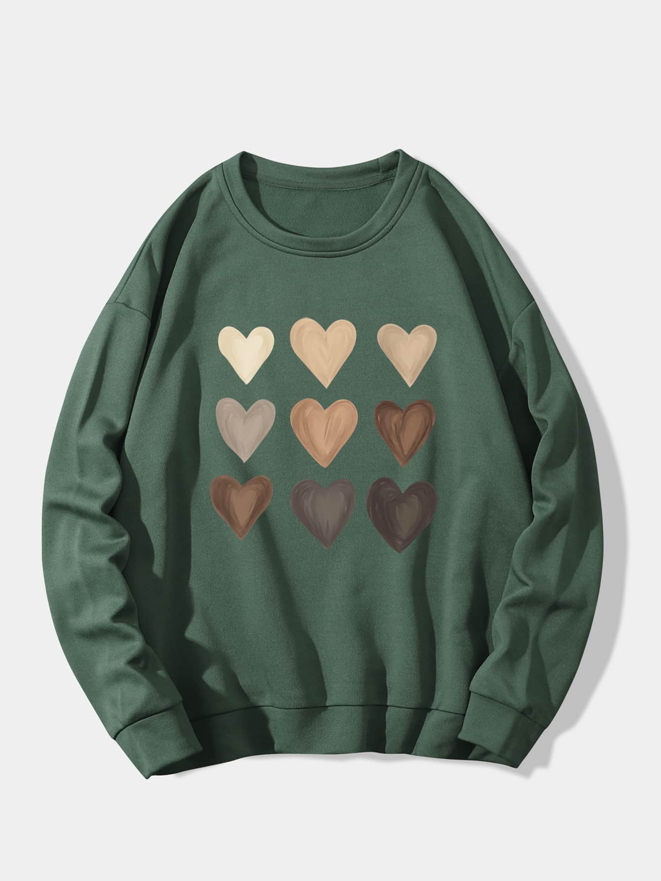 SHEIN EZwear Áo nỉ ấm áp In Trái tim - xanh quân đội - Xem 1