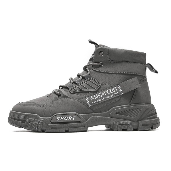 

Men Letter Graphic Lace-up Front Boots, Grey