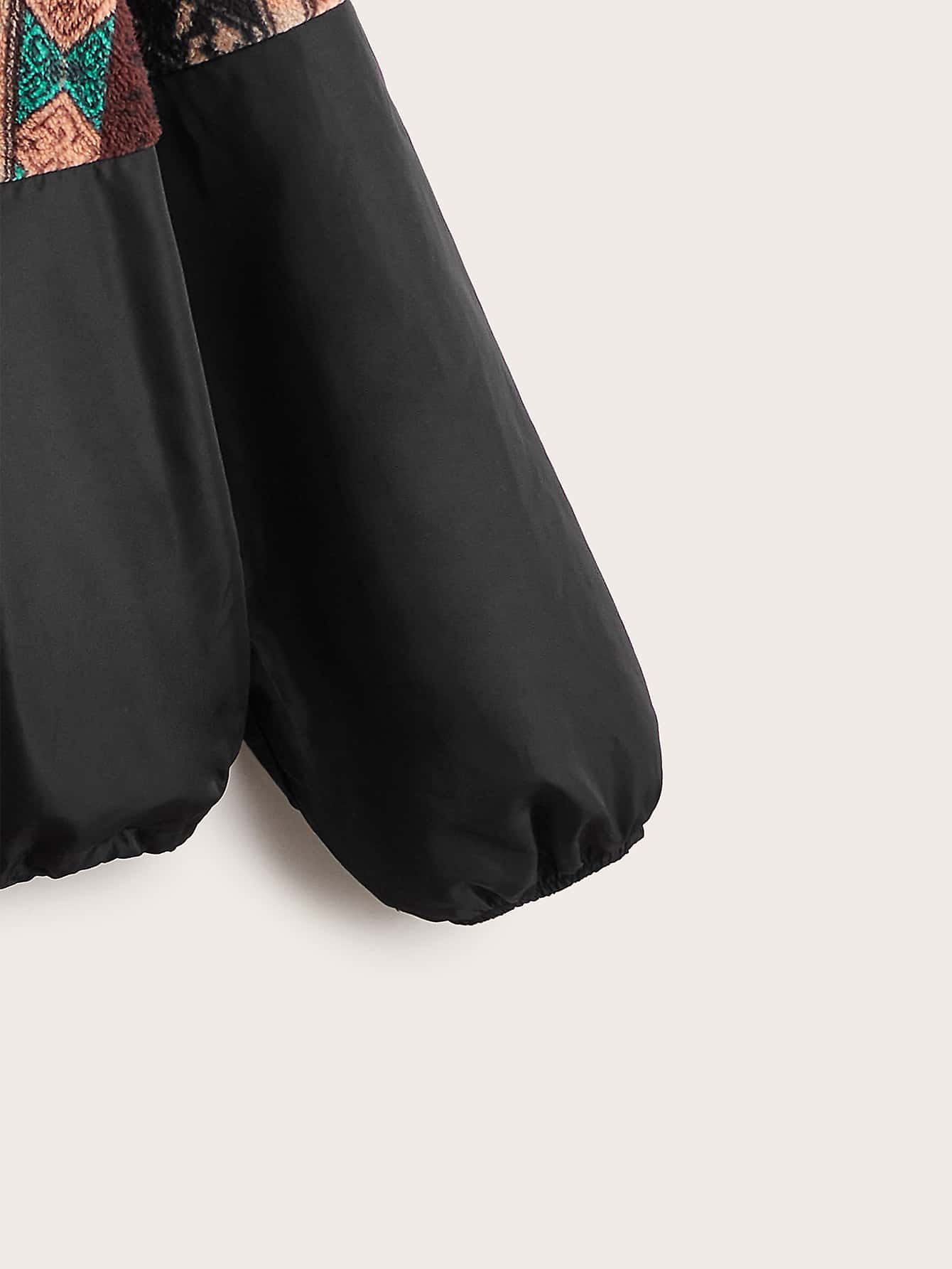 SHEIN Cazadora geométrico panel con cremallera con cordón - Multicolor - Añade 3