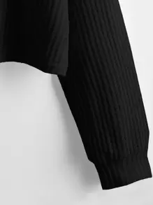 Flirla Camiseta unicolor escote V tejido waffle - Negro - Ver 3