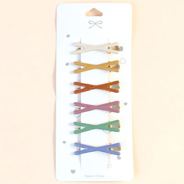 

6pcs Toddler Girls Solid Hair Clip, Multicolor