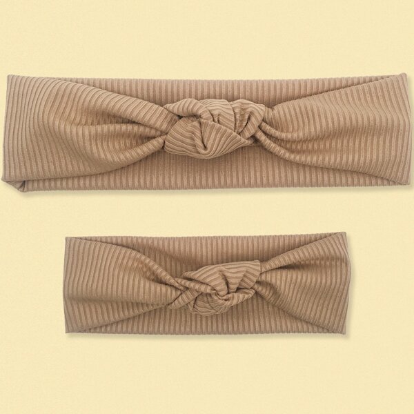 

2pcs Baby Solid Hair Band, Khaki