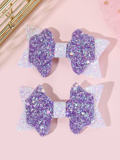 2pcs Teen Girls Bow Decor Hair Clip