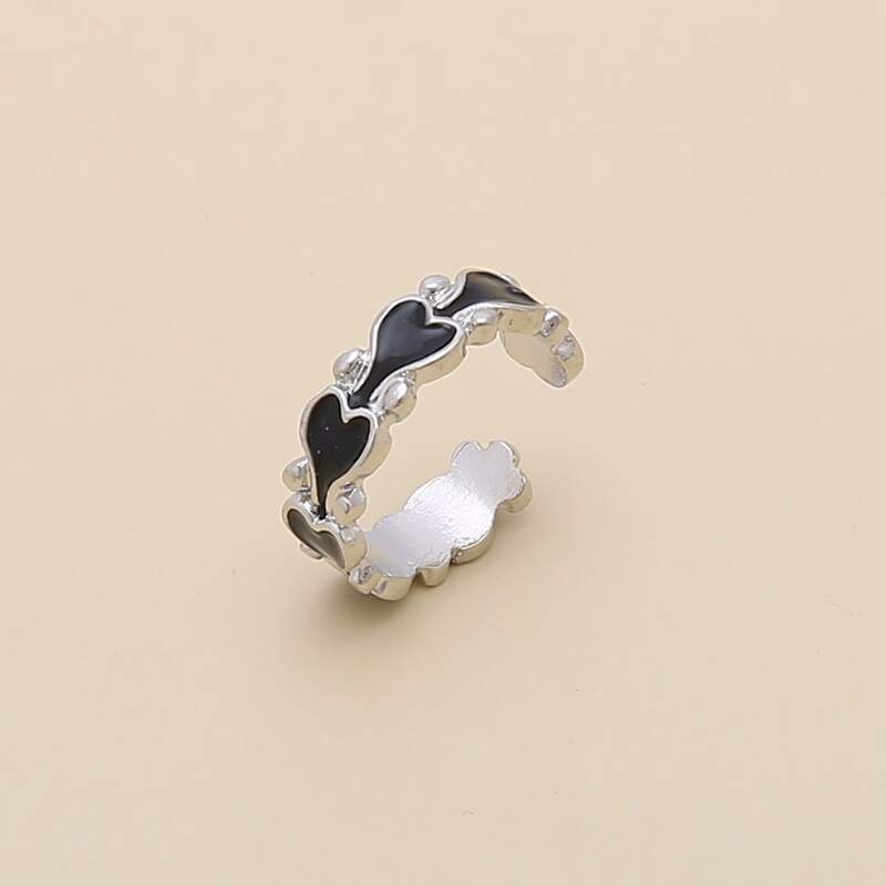 

Heart Decor Ring, Black