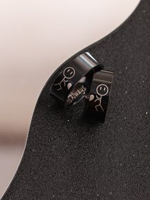 2 chiếc nhẫn nam in hình trái tim - màu đen - Xem 1