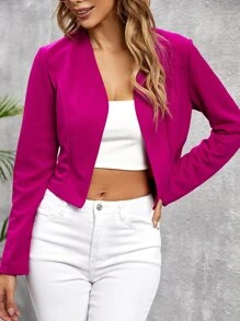 SHEIN Clasi 開門襟短夾克 - 中紫紅色 - 查看 1