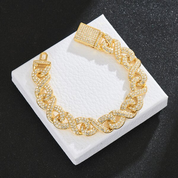 

Men Rhinestone Infinity Decor Bracelet, Gold