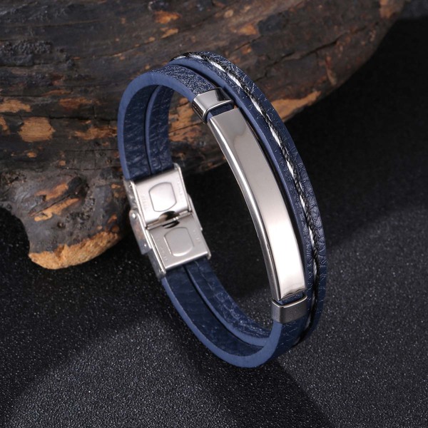 

Men Geometric Decor Bracelet, Blue