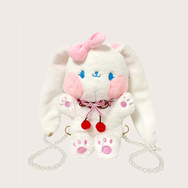 

Girls Cartoon Rabbit Graphic Novelty Bag, White
