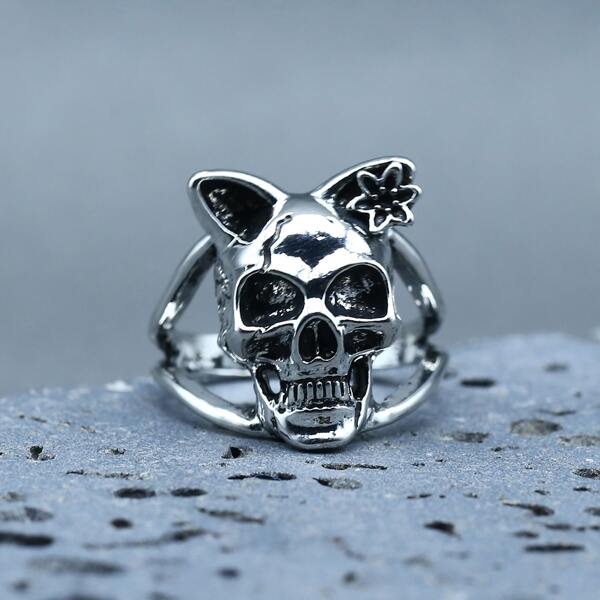 

Men Skull Decor Ring, Silver