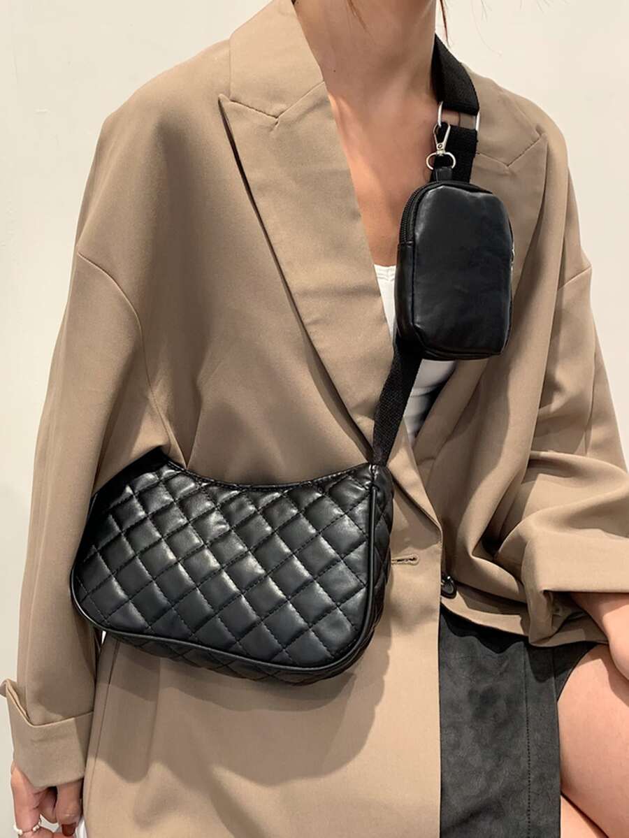 Tối giản Chần Cái túi Với ví coin - màu đen - Xem 1