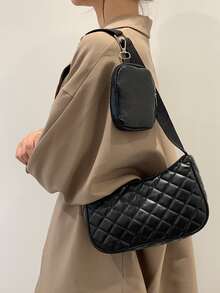 Tối giản Chần Cái túi Với ví coin - màu đen - Xem 2