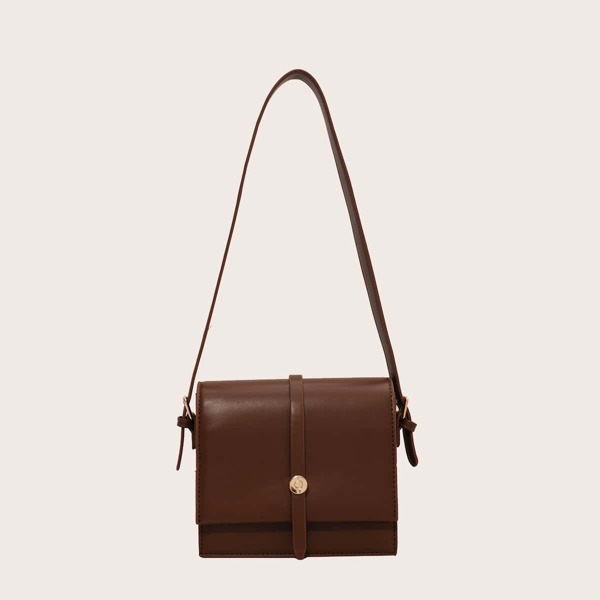 

Minimalist Flap Shoulder Bag, Coffee brown