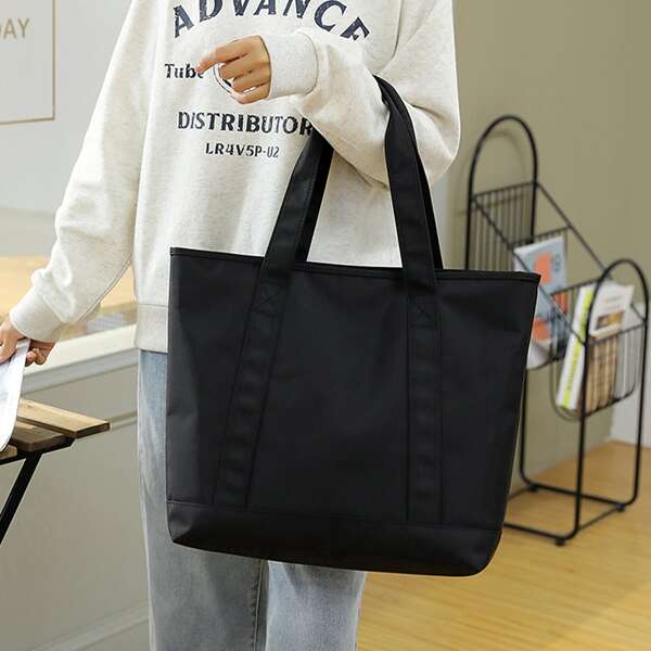 

Minimalist Large Capacity Top Handle Bag, Black