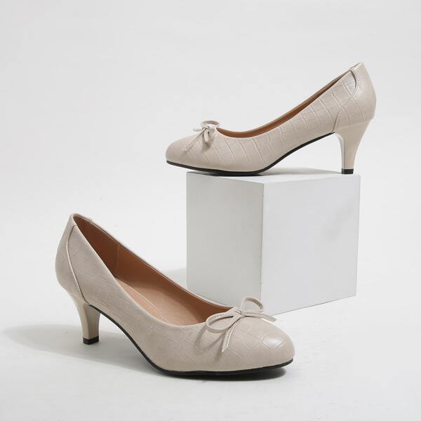 

Bow Decor Mid Heeled Court Heels, Apricot