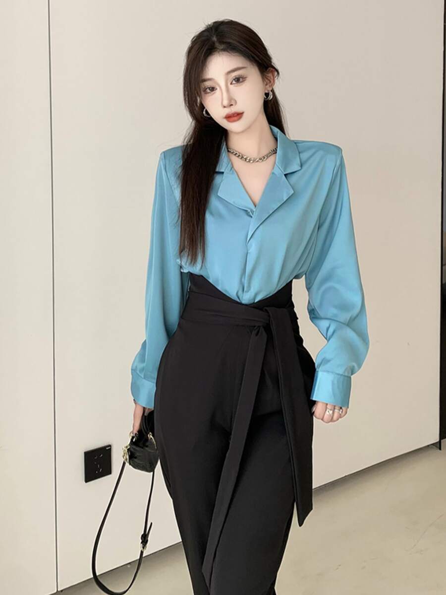 女式襯衫 - 霧霾藍 - 查看 1