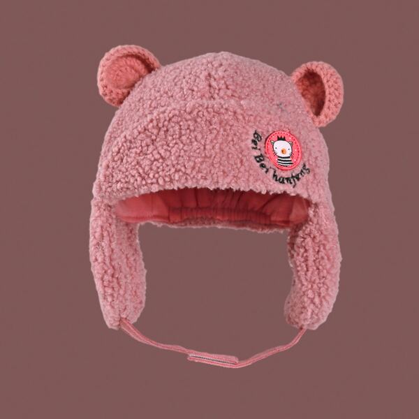 

Toddler Girls Ears Decor Fuzzy Hat, Pink