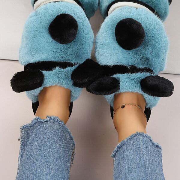 

Two Tone Fuzzy Novelty Slippers, Blue