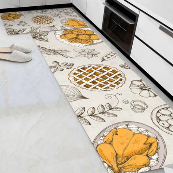 

Кухонный коврик с принтом еды 1шт, Многоцветный